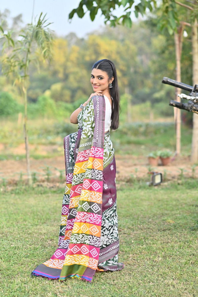 KATAN 3D KANTHA SAREE