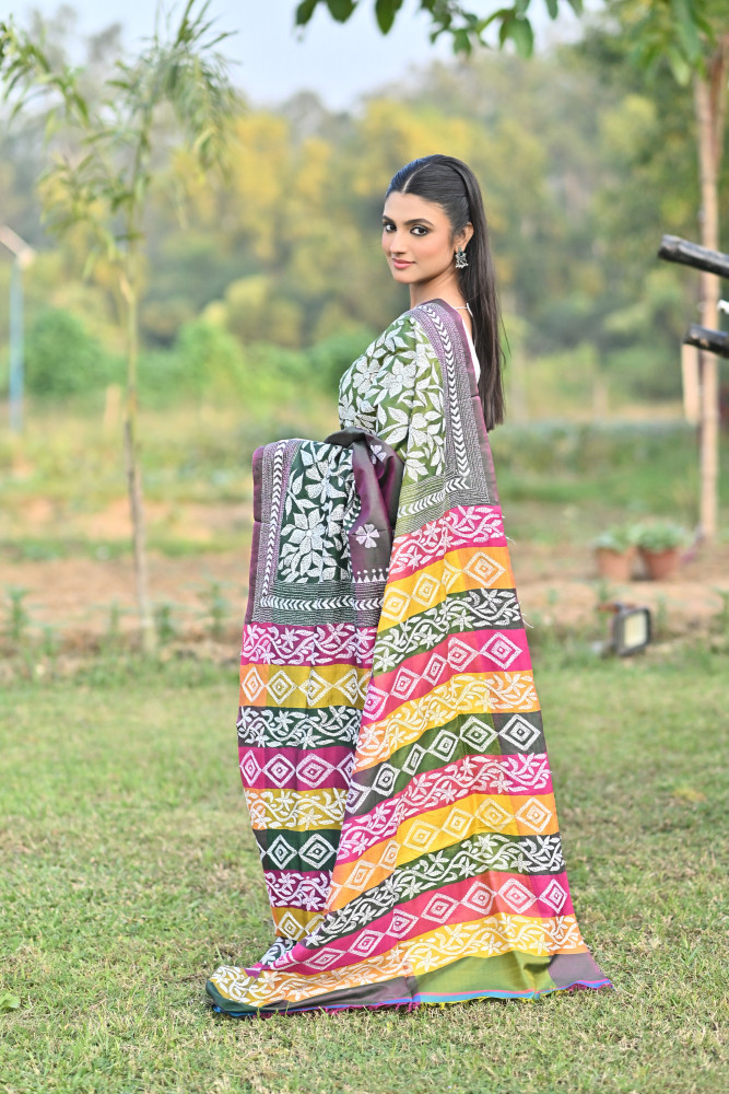 KATAN 3D KANTHA SAREE