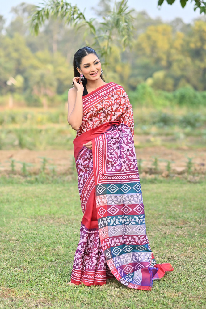 KATAN 3D KANTHA SAREE