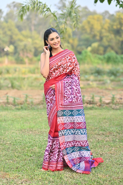 KATAN 3D KANTHA SAREE