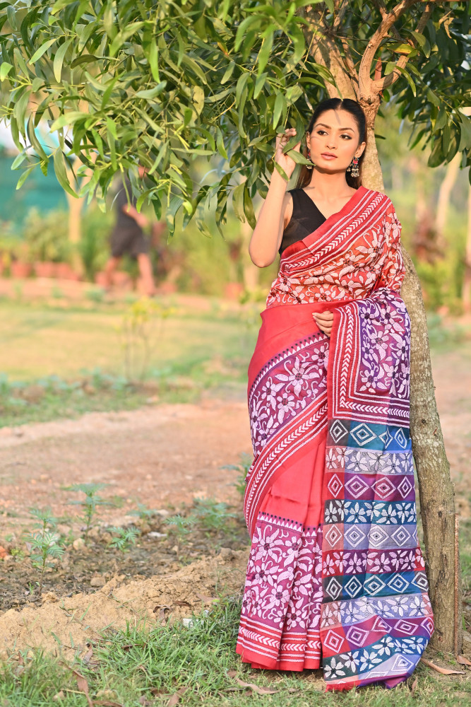 KATAN 3D KANTHA SAREE