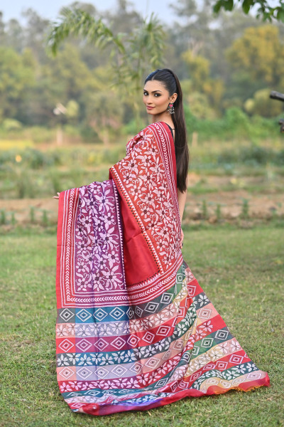 KATAN 3D KANTHA SAREE