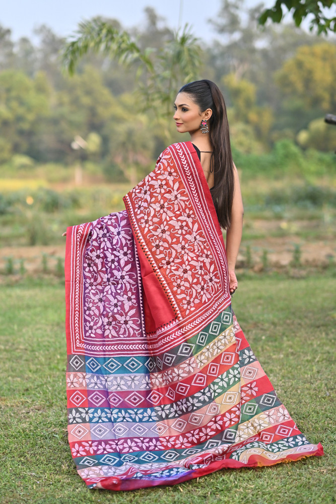 KATAN 3D KANTHA SAREE