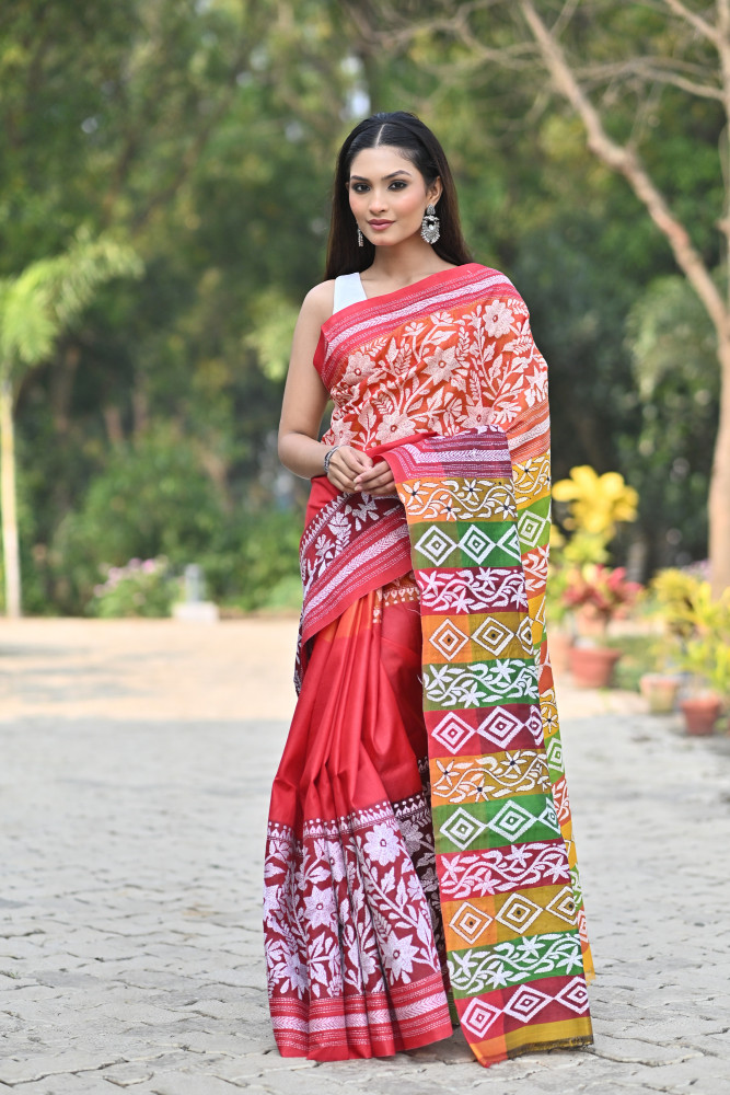 Image of KATAN 3D KANTHA SAREE