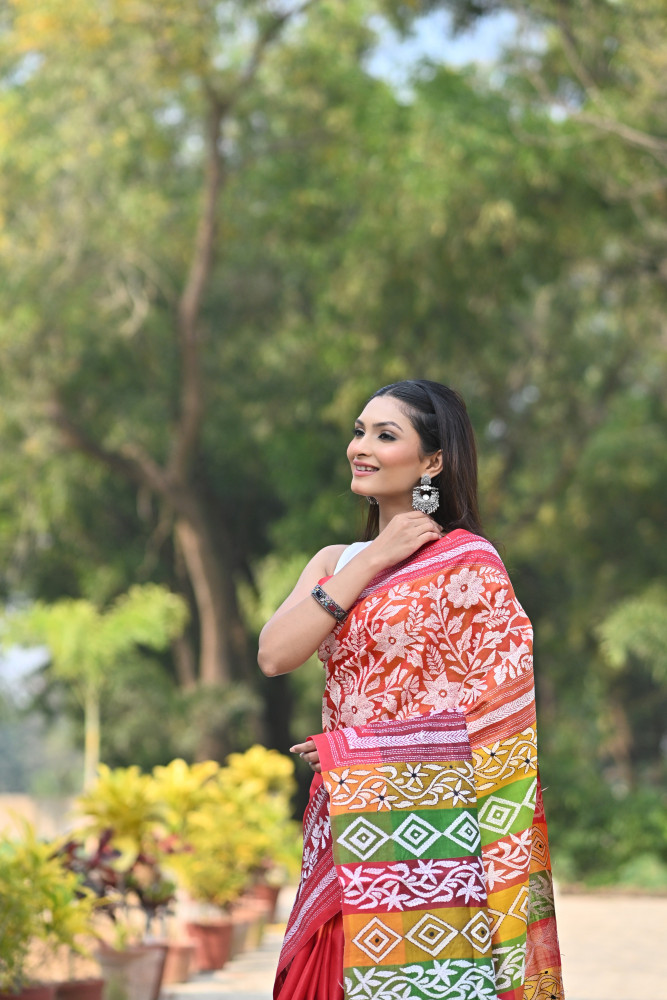 KATAN 3D KANTHA SAREE