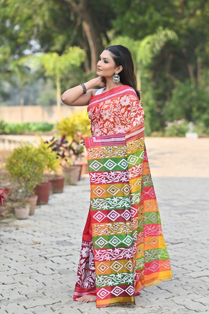 KATAN 3D KANTHA SAREE