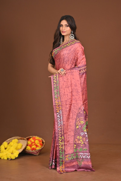 KOMOLAKUMUDINI BLENDED SILK KANTHA SAREE