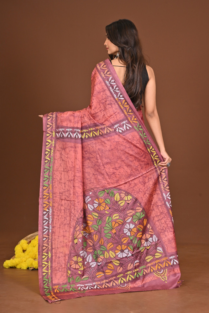 KOMOLAKUMUDINI BLENDED SILK KANTHA SAREE
