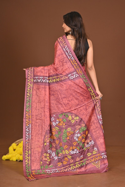 KOMOLAKUMUDINI BLENDED SILK KANTHA SAREE