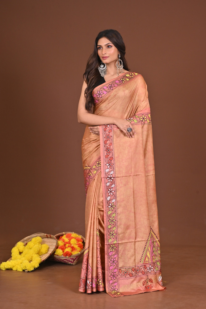 MRIDULADEVI  BLENDED SILK KANTHA SAREE
