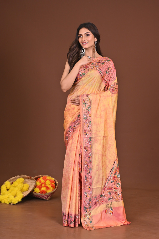 KOMOLSHARINI BLENDED SILK KANTHA SAREE