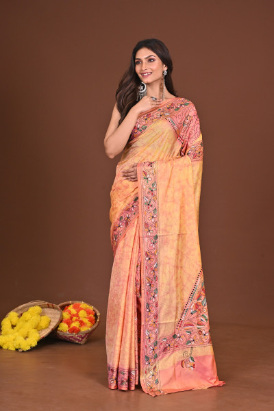 KOMOLSHARINI BLENDED SILK KANTHA SAREE