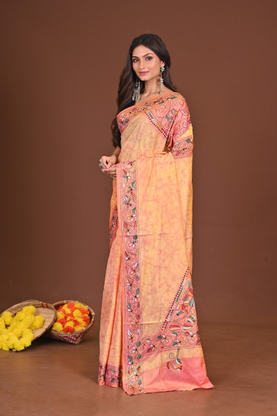 KOMOLSHARINI BLENDED SILK KANTHA SAREE