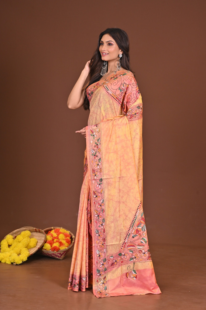 KOMOLSHARINI BLENDED SILK KANTHA SAREE