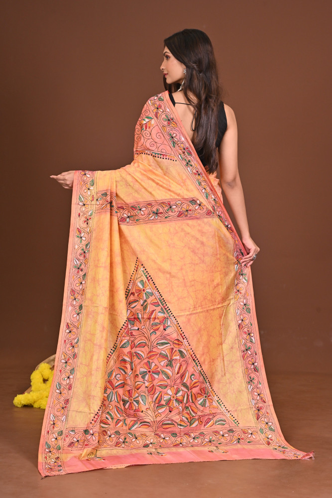 KOMOLSHARINI BLENDED SILK KANTHA SAREE