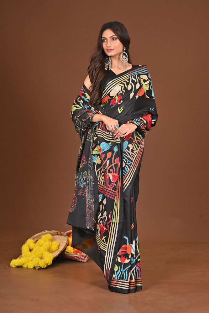 KRISHNAKALPANA BLENDED SILK KANTHA SAREE