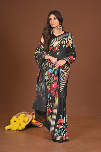 KRISHNAKALPANA BLENDED SILK KANTHA SAREE