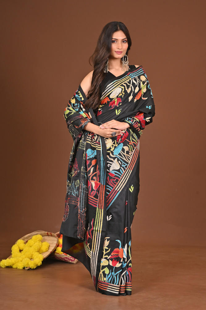 KRISHNAKALPANA BLENDED SILK KANTHA SAREE