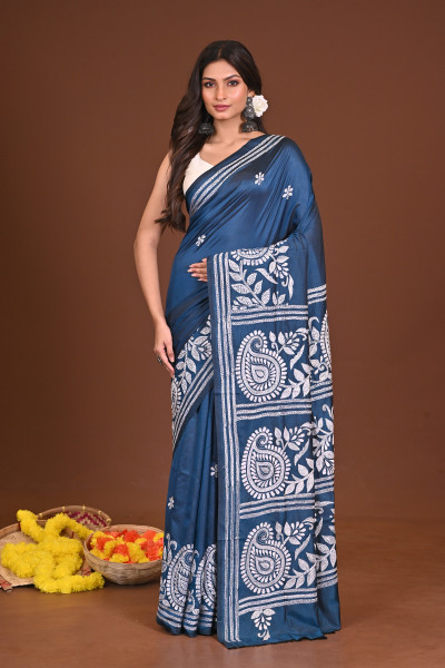KRISHNAKOMOL BLENDED SILK KANTHA SAREE