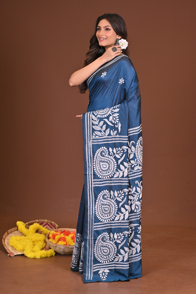 KRISHNAKOMOL BLENDED SILK KANTHA SAREE