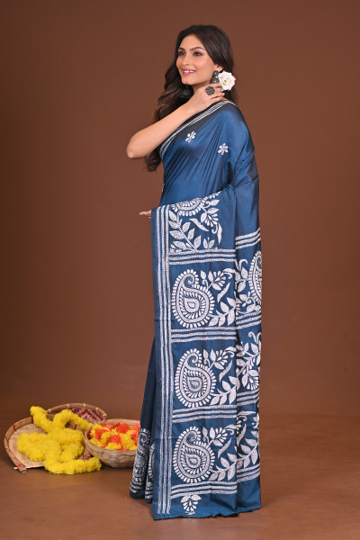 KRISHNAKOMOL BLENDED SILK KANTHA SAREE