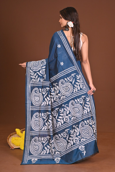 KRISHNAKOMOL BLENDED SILK KANTHA SAREE