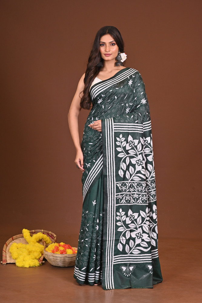 KRISHTIKOMOL BLENDED SILK KANTHA SAREE