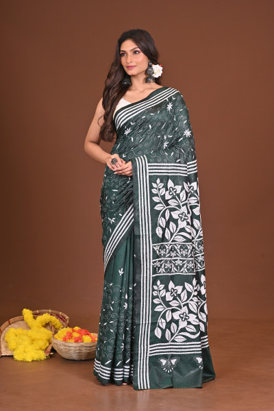 KRISHTIKOMOL BLENDED SILK KANTHA SAREE
