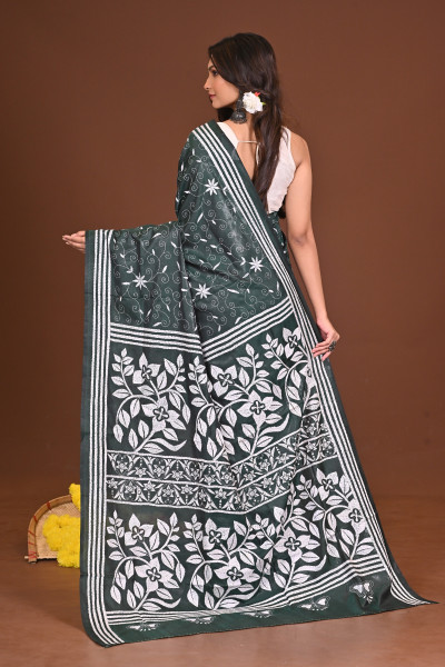KRISHTIKOMOL BLENDED SILK KANTHA SAREE