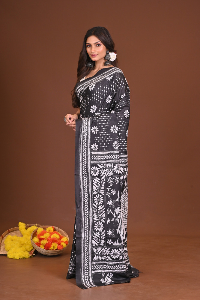 KRITTIKAKOBITA BLENDED SILK KANTHA SAREE