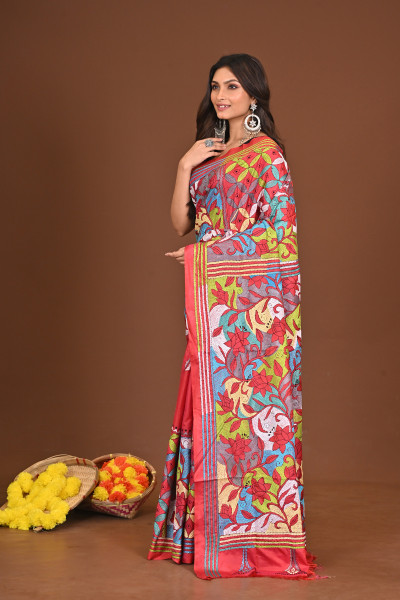KUMKUMKATHA BLENDED SILK KANTHA SAREE
