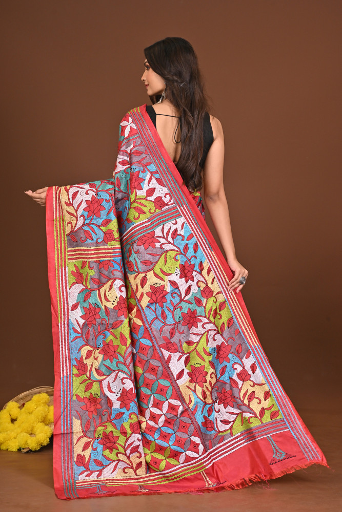 KUMKUMKATHA BLENDED SILK KANTHA SAREE