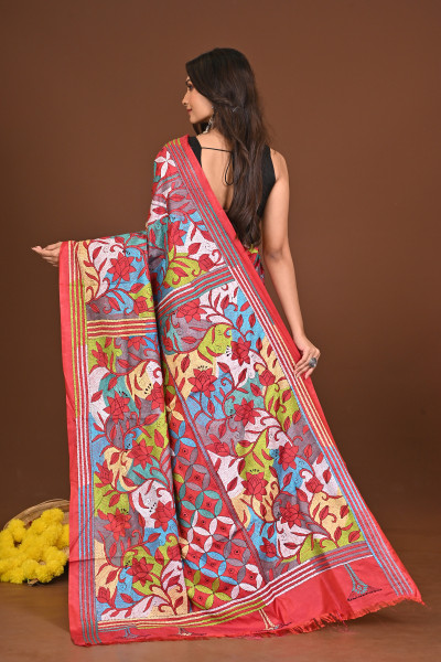 KUMKUMKATHA BLENDED SILK KANTHA SAREE