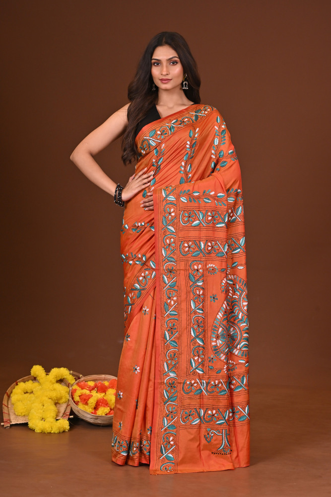 KUSUMIKA BLENDED SILK KANTHA SAREE