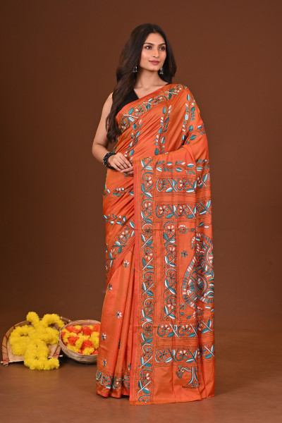 KUSUMIKA BLENDED SILK KANTHA SAREE