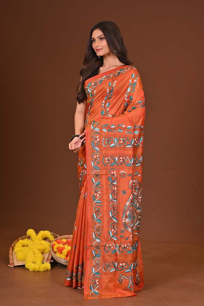 KUSUMIKA BLENDED SILK KANTHA SAREE