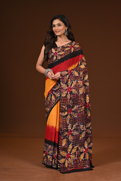 PURE COTTON HAND MALMAL SAREE