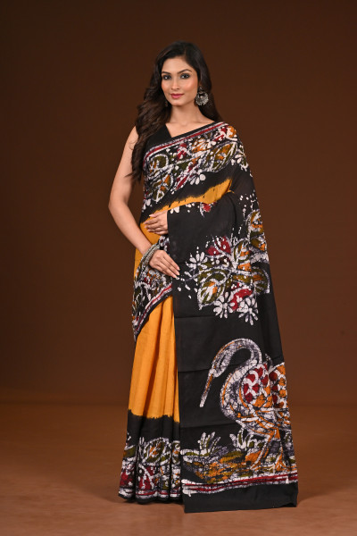 PURE COTTON HAND MALMAL SAREE