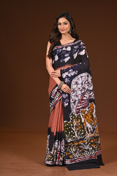 PURE COTTON HAND MALMAL SAREE