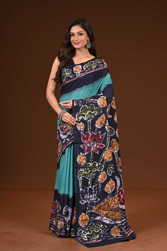 PURE COTTON HAND MALMAL SAREE