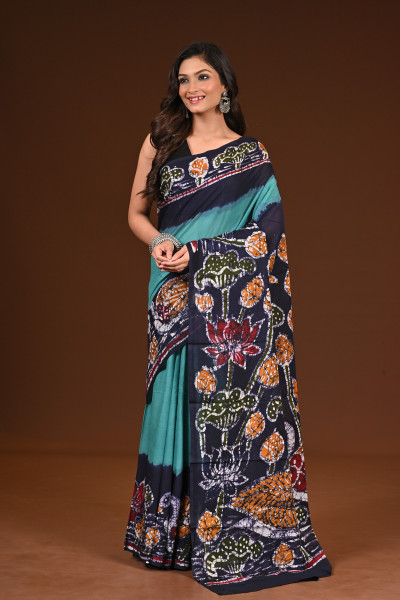 PURE COTTON HAND MALMAL SAREE