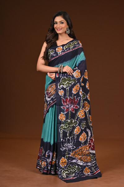 PURE COTTON HAND MALMAL SAREE