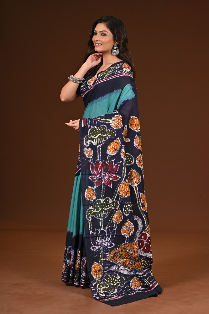 PURE COTTON HAND MALMAL SAREE