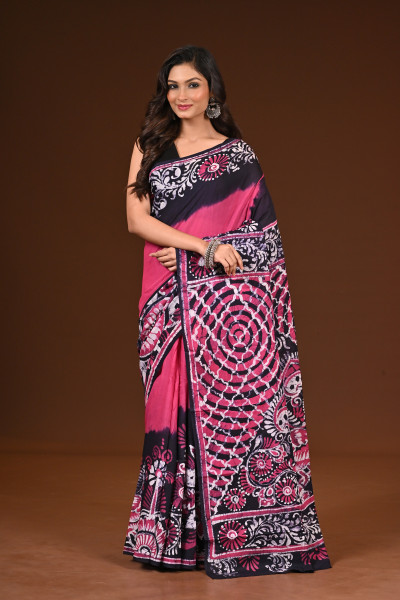 PURE COTTON HAND MALMAL SAREE