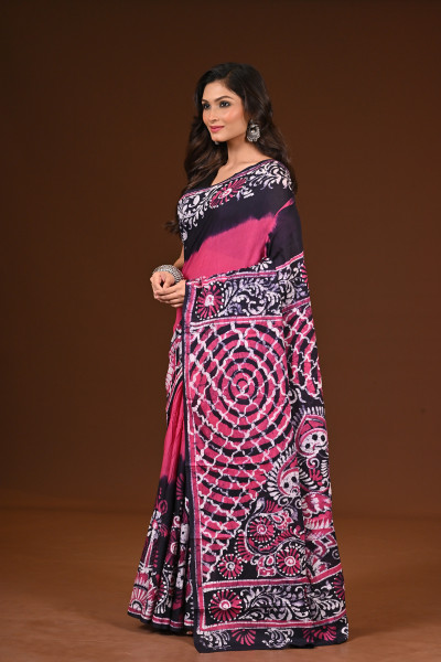 PURE COTTON HAND MALMAL SAREE