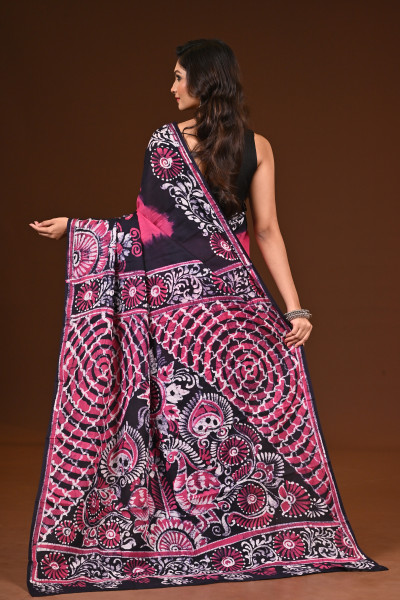 PURE COTTON HAND MALMAL SAREE