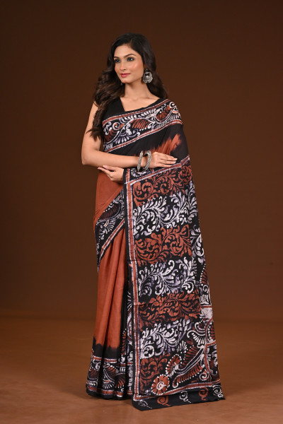 PURE COTTON HAND MALMAL SAREE