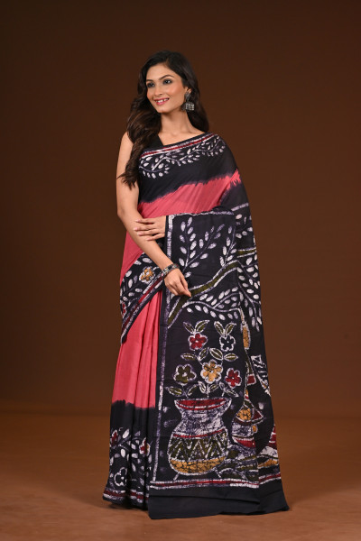 PURE COTTON HAND MALMAL SAREE