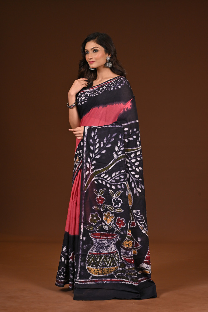 PURE COTTON HAND MALMAL SAREE
