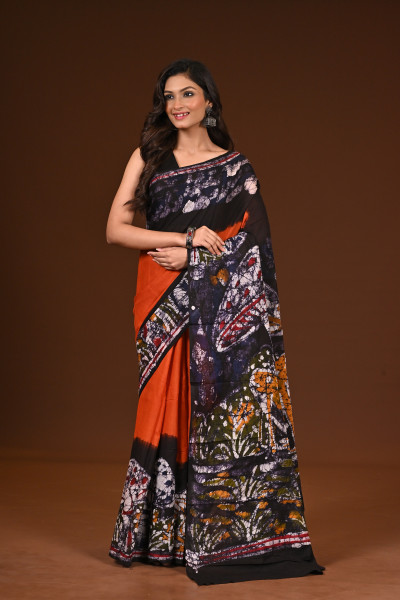 PURE COTTON HAND MALMAL SAREE